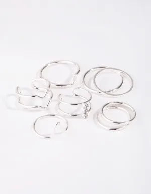 Silver Multi Band 8-Pack Rings