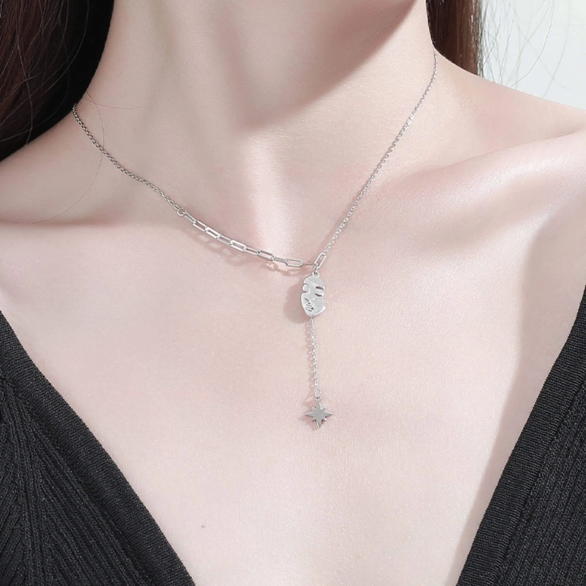 Silver Necklace "Face"