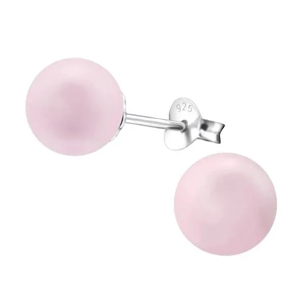 Silver Pearl Pastel Stud Earrings