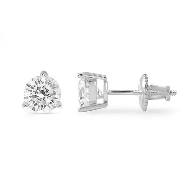 Silver Round Cut CZ Studs Screwback