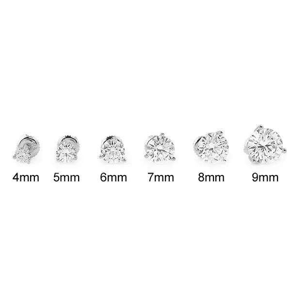 Silver Round Cut CZ Studs Screwback