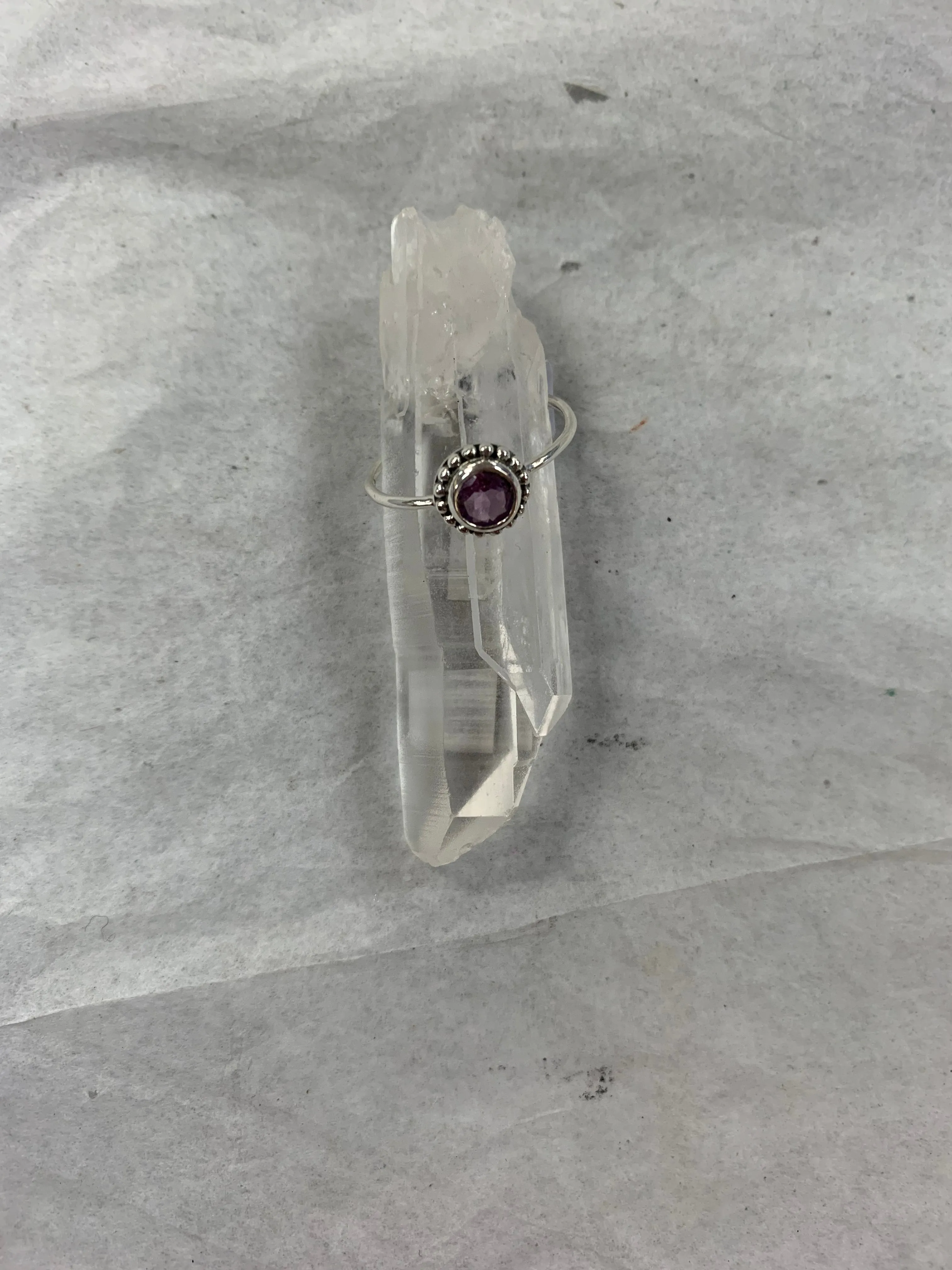 Silver Studded Frame Round Stone Rings