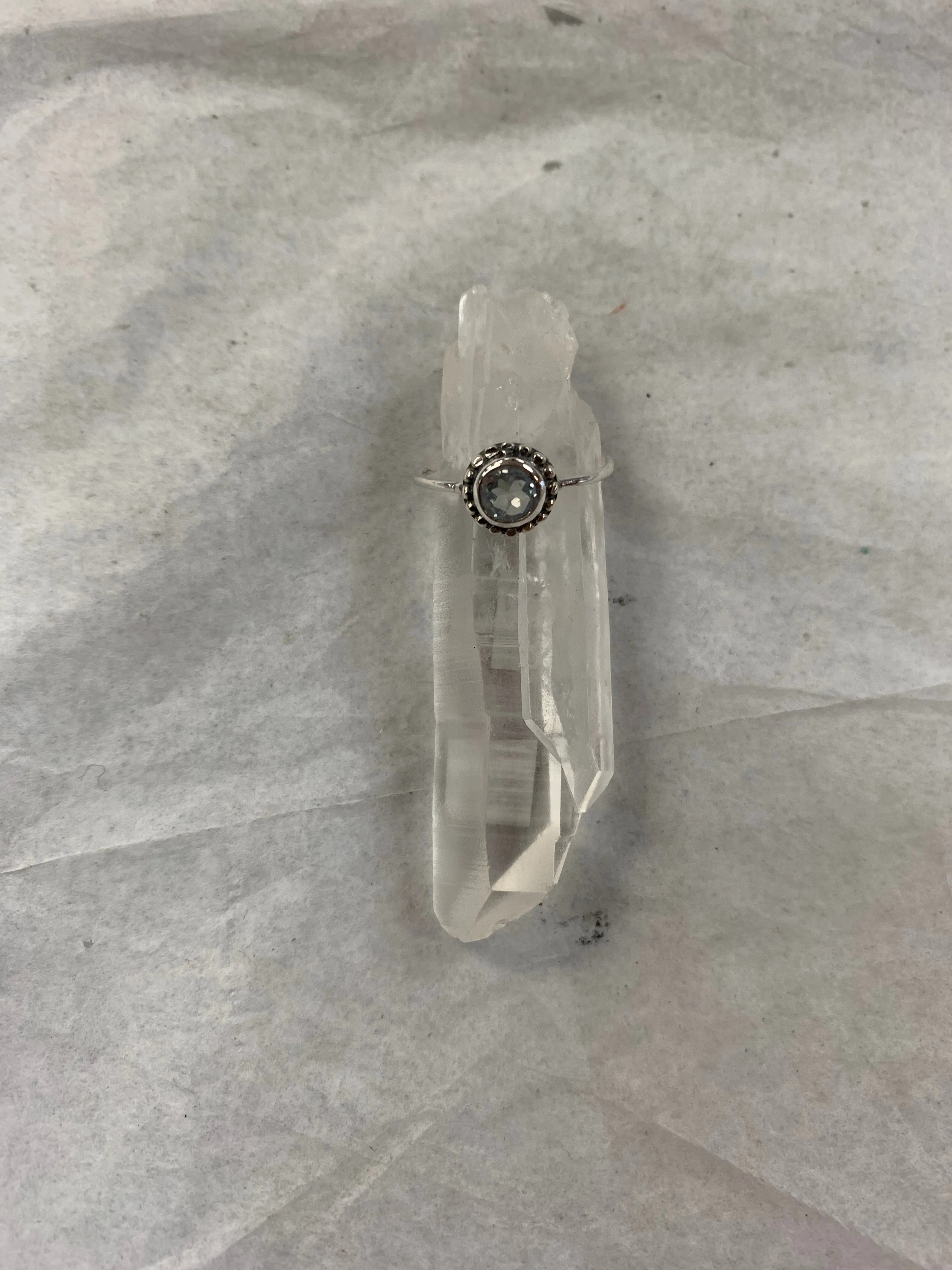 Silver Studded Frame Round Stone Rings