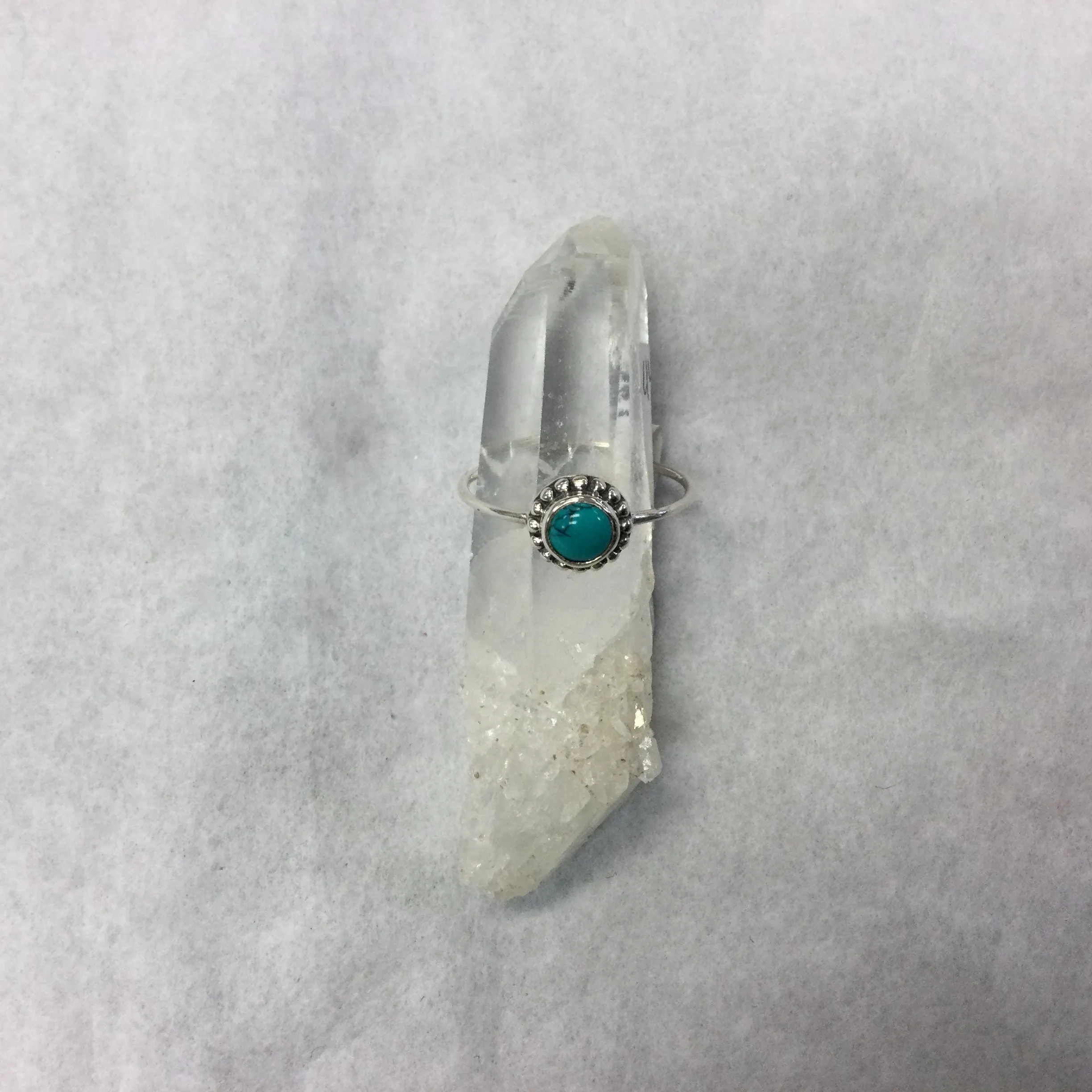 Silver Studded Frame Round Stone Rings