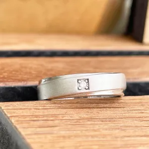 Silver Twisted Matt and Polished Cubic Zirconia Band