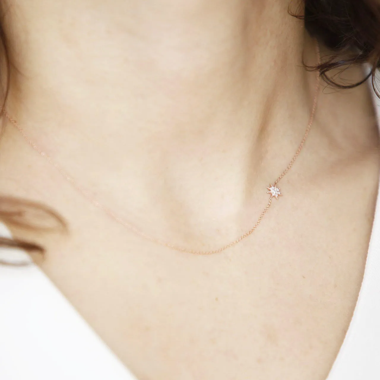 Single Star Necklace with White Pavé Diamonds