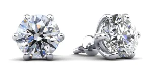Six Prongs U Shape Diamond Diamond Studs with 1.00 ct.(finished) 5mm