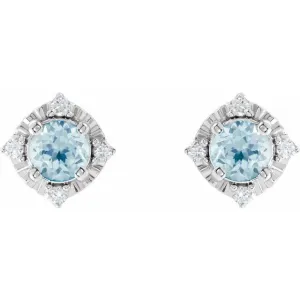 Sky Blue Topaz Earrings with Diamonds