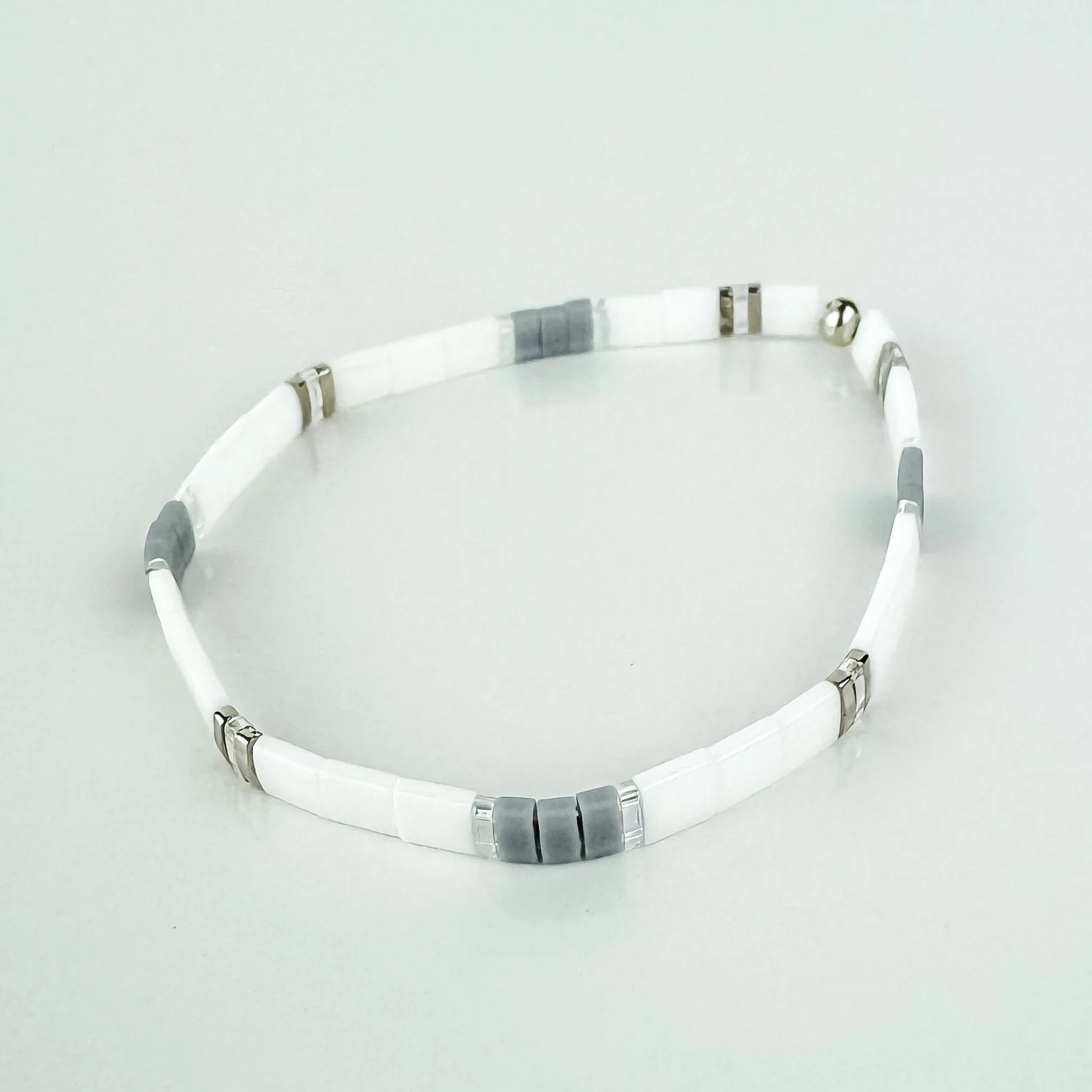 SLATE | Glass Tila Bead Stretch Bracelets