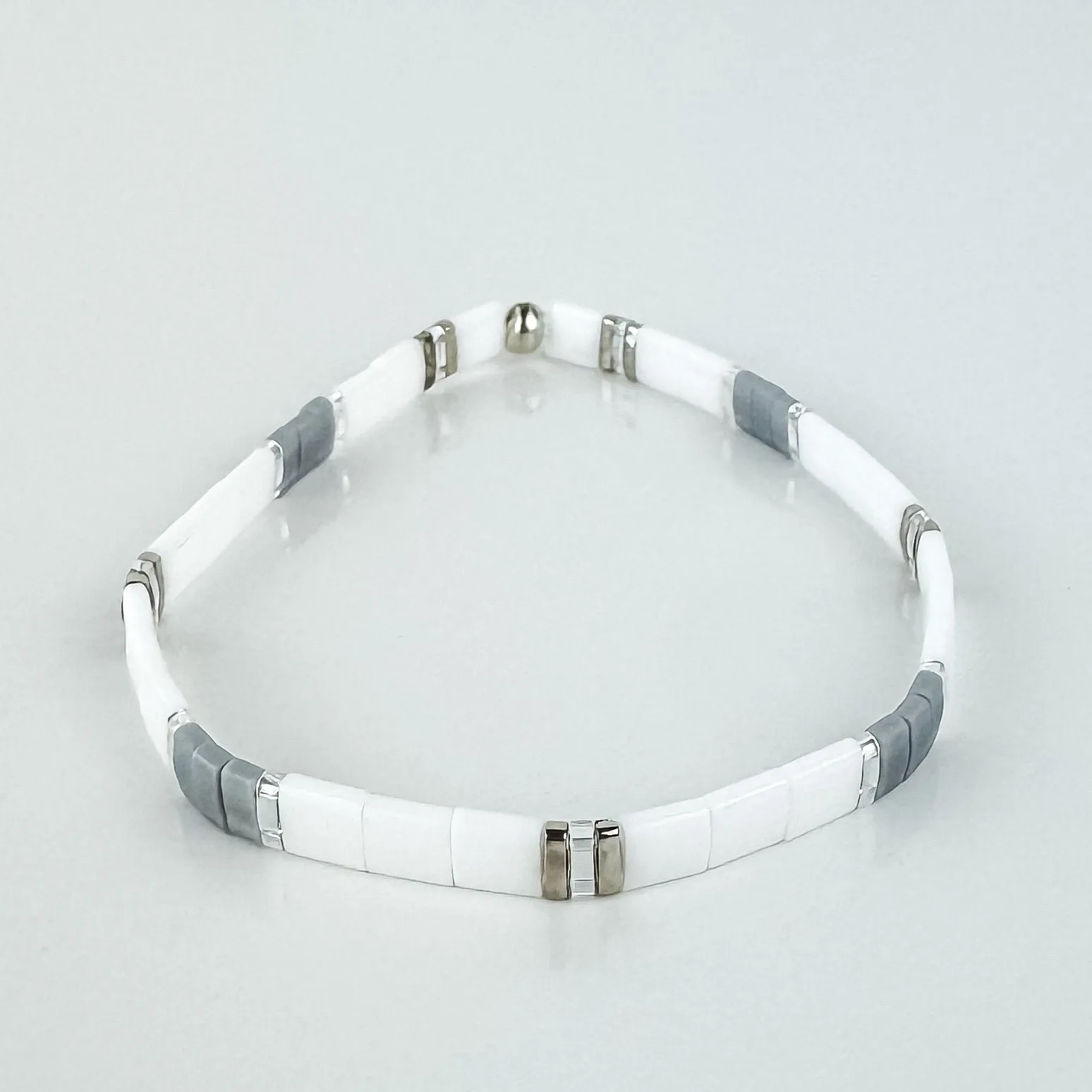 SLATE | Glass Tila Bead Stretch Bracelets