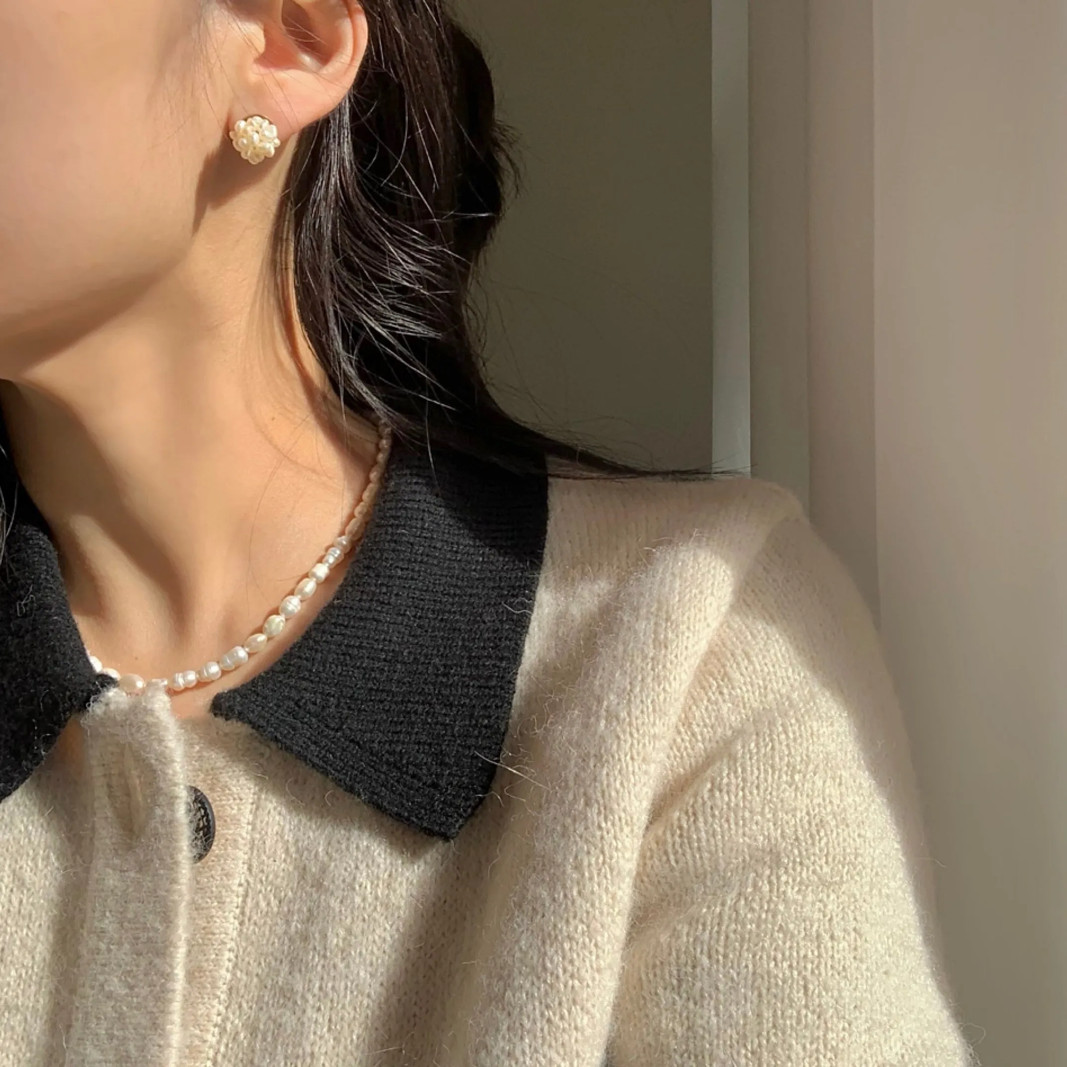 Small Freshwater Cultured Pearl Cluster Stud Earrings