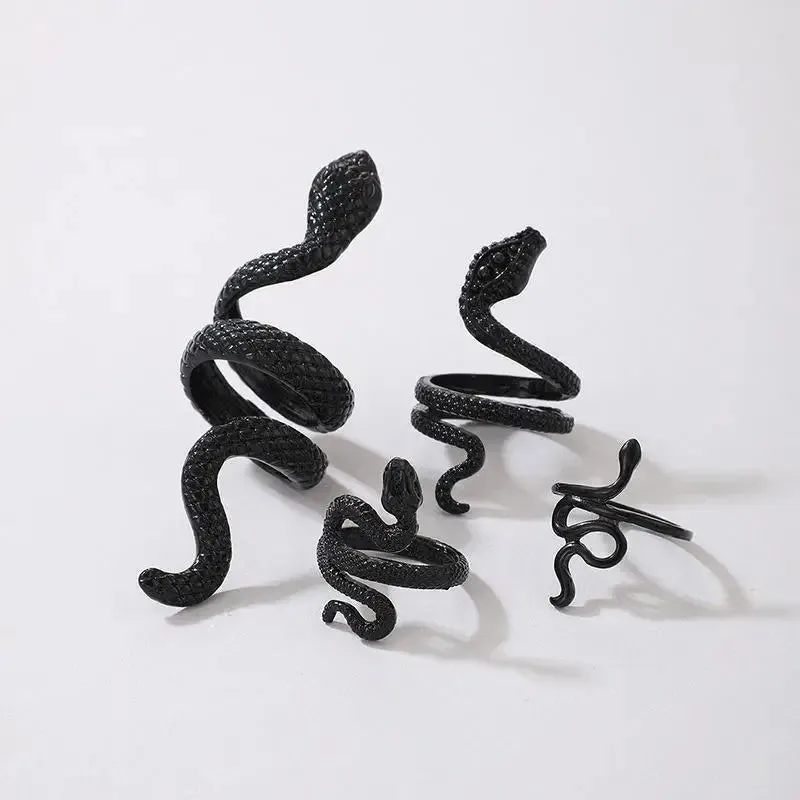 Snake Pattern Ring - Adjustable Electroplated Geometric Alloy Ring with Iconic Snake Design