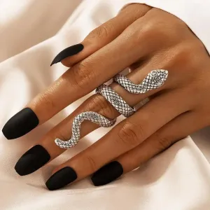 Snake Pattern Ring - Adjustable Electroplated Geometric Alloy Ring with Iconic Snake Design