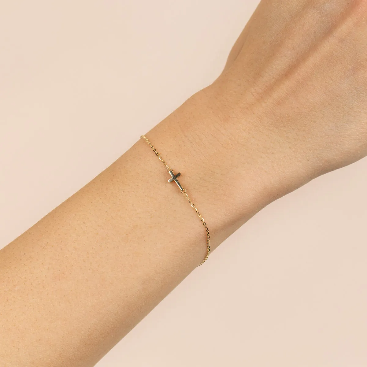 Solid Cross Bracelet 14K