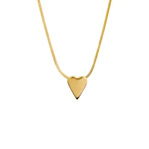 Solid Heart Pendant Herringbone Necklace