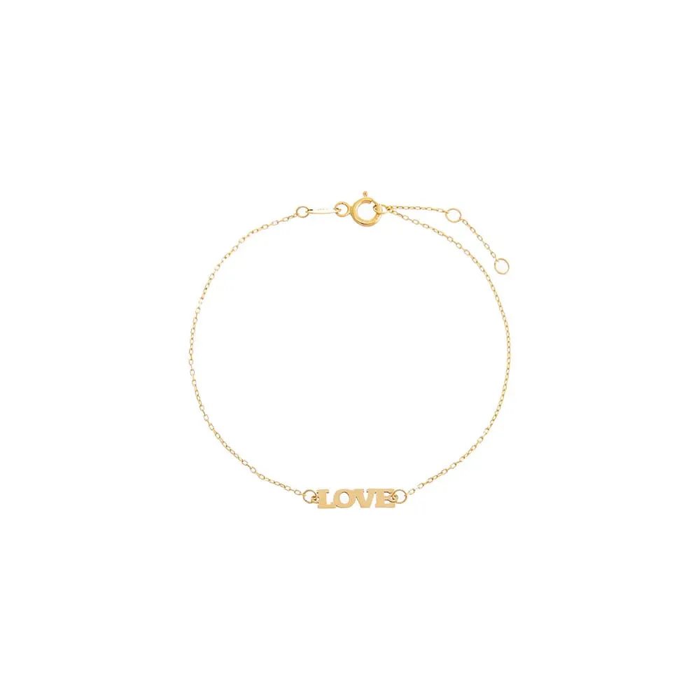 Solid Love Nameplate Bracelet 14K