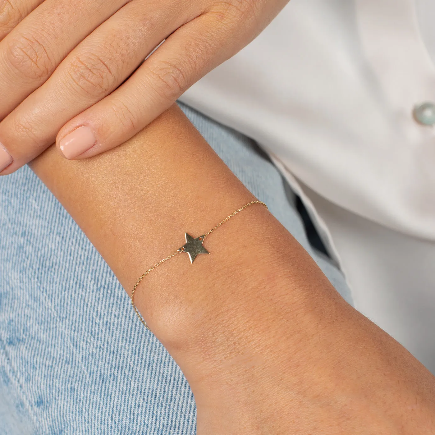 Solid Mini Star Bracelet 14K