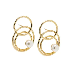 Solid Multi Loop Pearl Drop Stud Earring