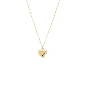 Solid Puffy Heart Pendant Necklace 14K
