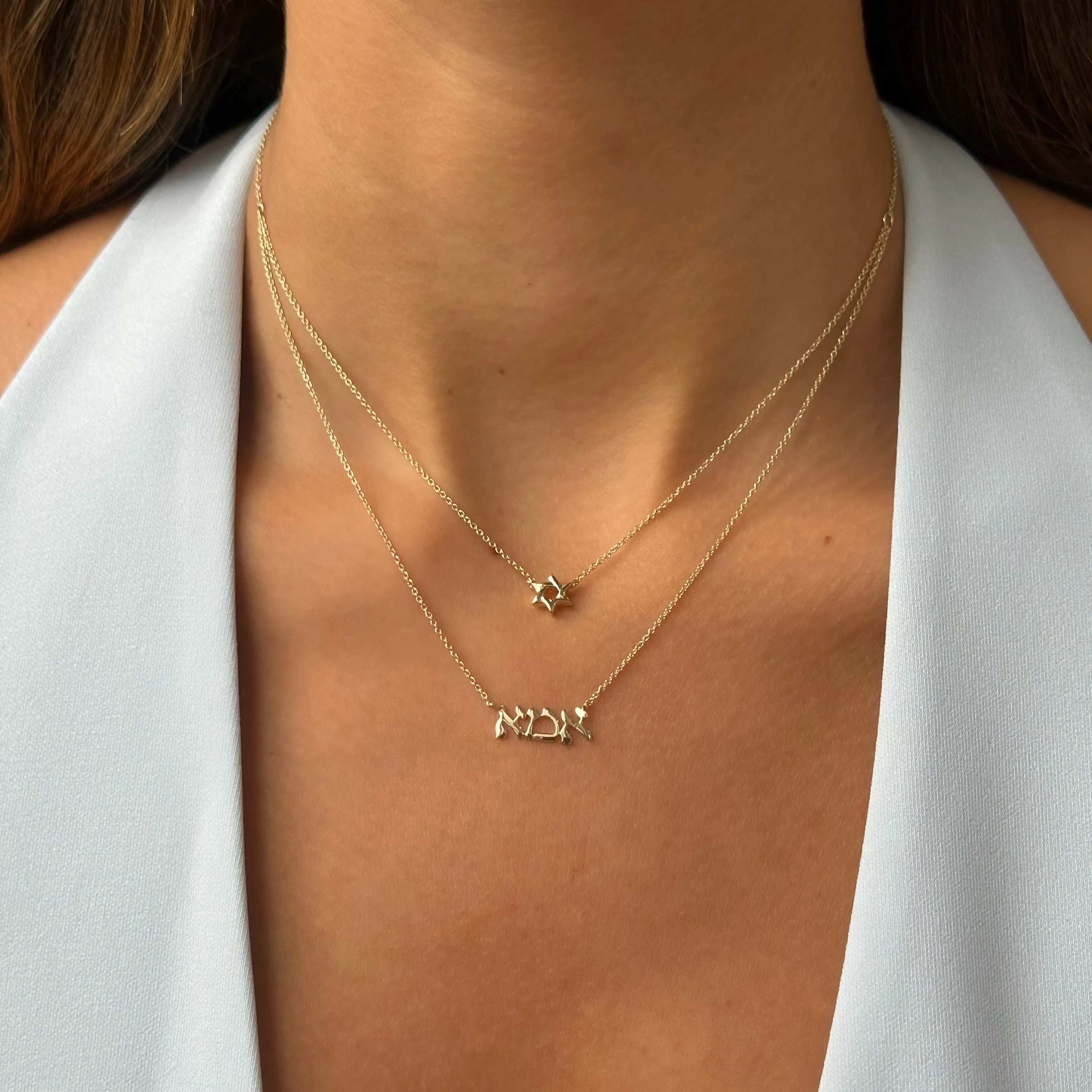 Solid Star Of David X Ima Two In One Necklace 14K