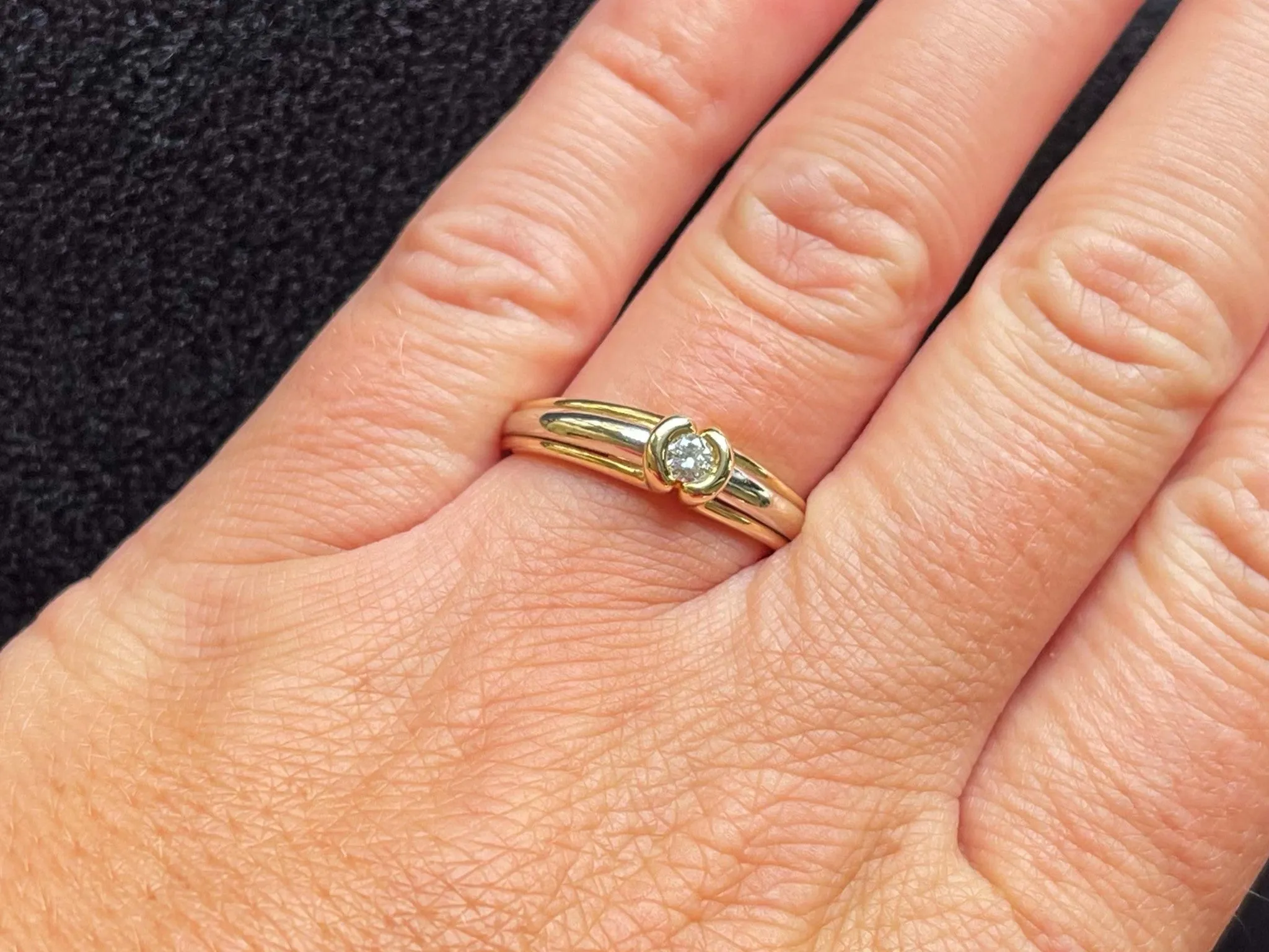 Solitaire Diamond Two Toned Ring in 14K Gold