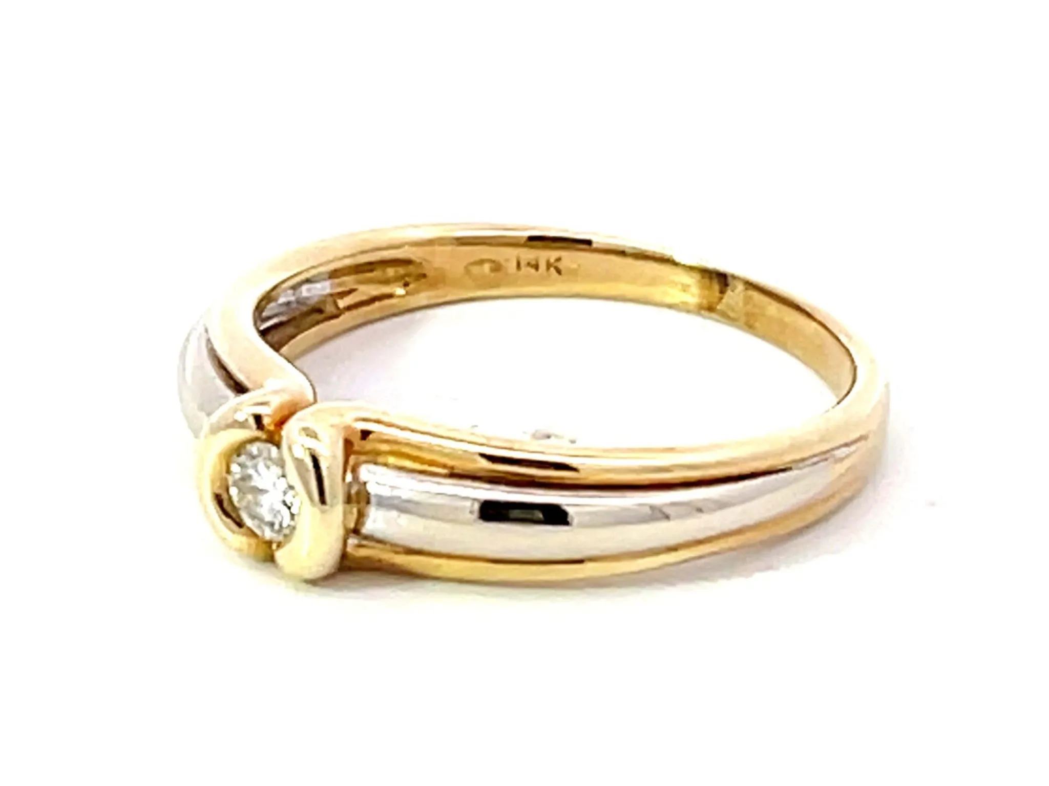 Solitaire Diamond Two Toned Ring in 14K Gold