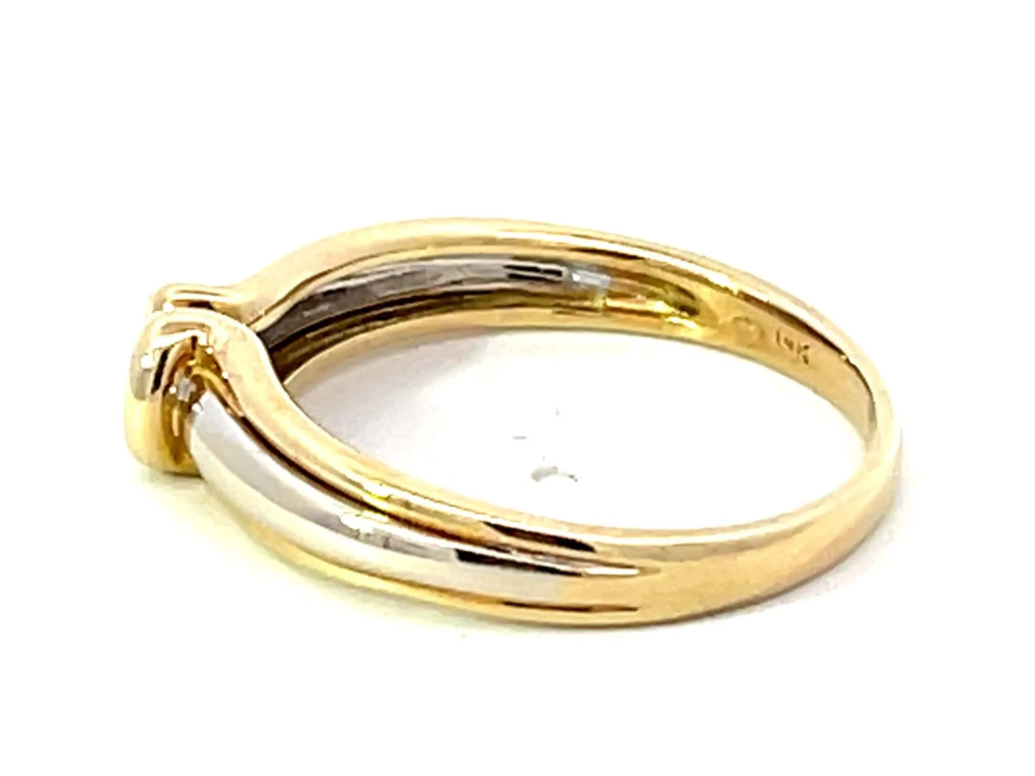 Solitaire Diamond Two Toned Ring in 14K Gold