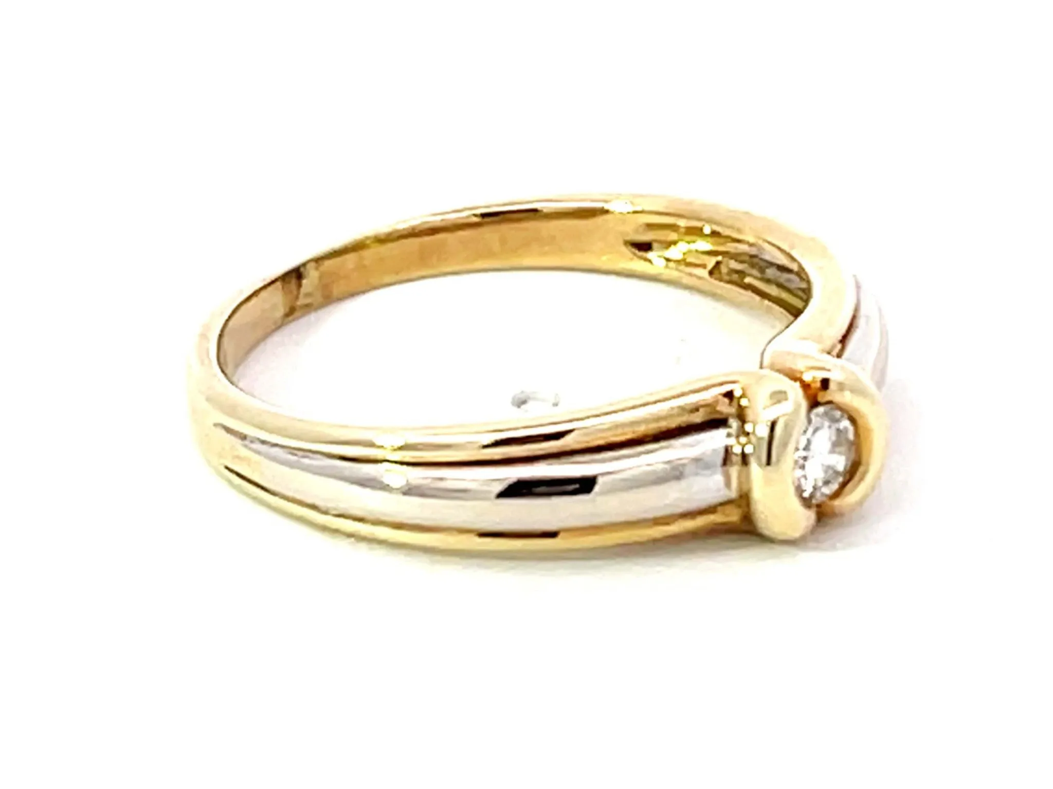 Solitaire Diamond Two Toned Ring in 14K Gold