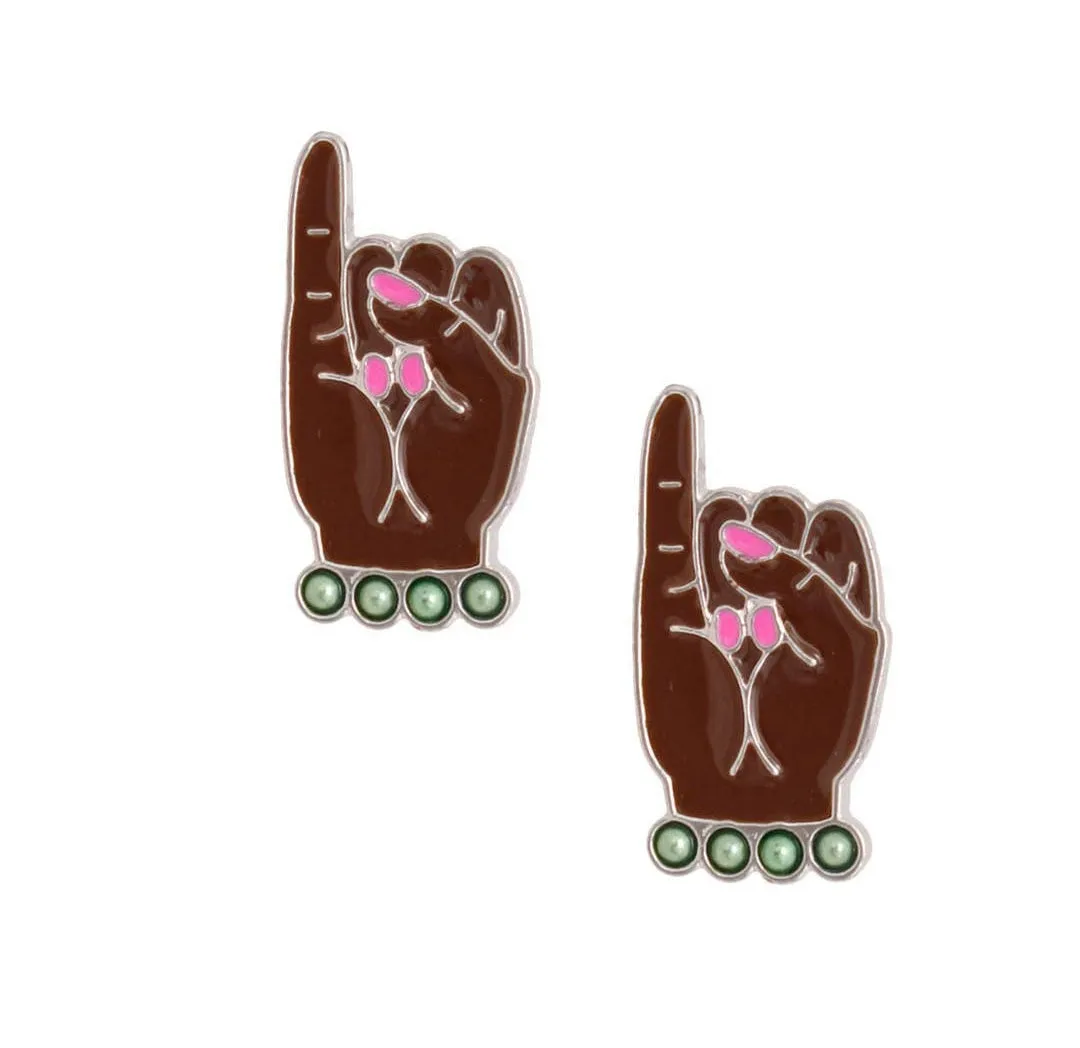 Sorority Hand Sign Stud Earrings