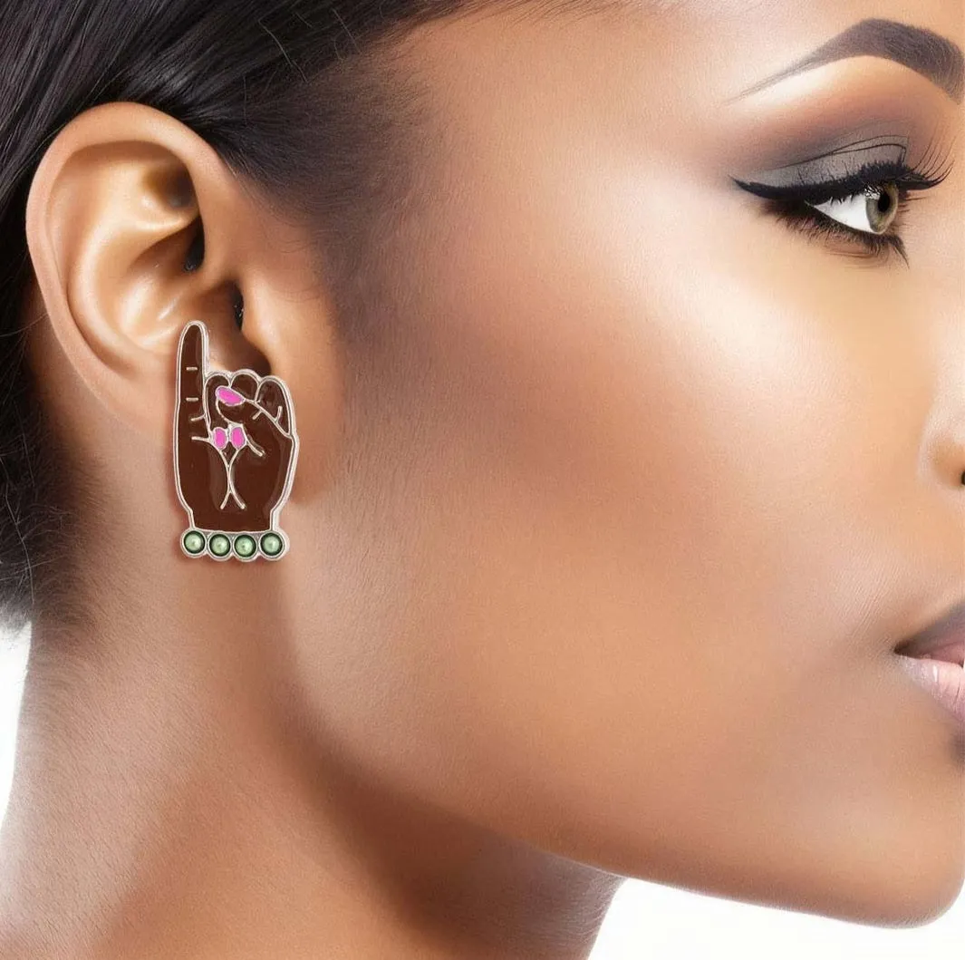 Sorority Hand Sign Stud Earrings