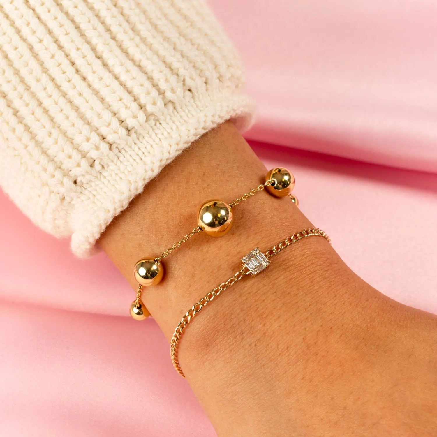 Square Diamond Cuban Bracelet 14K
