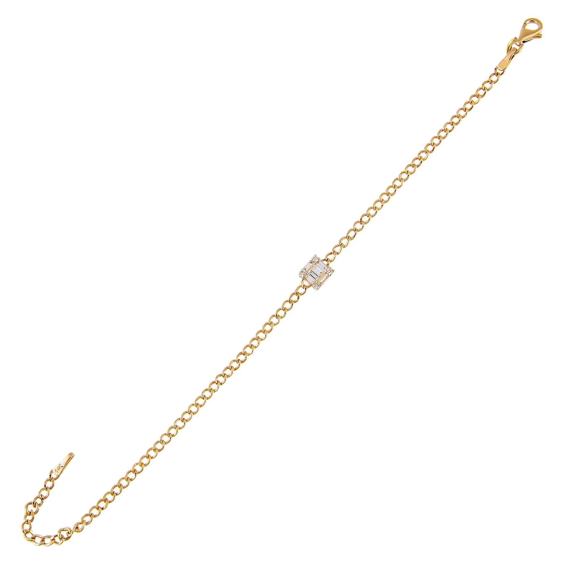 Square Diamond Cuban Bracelet 14K