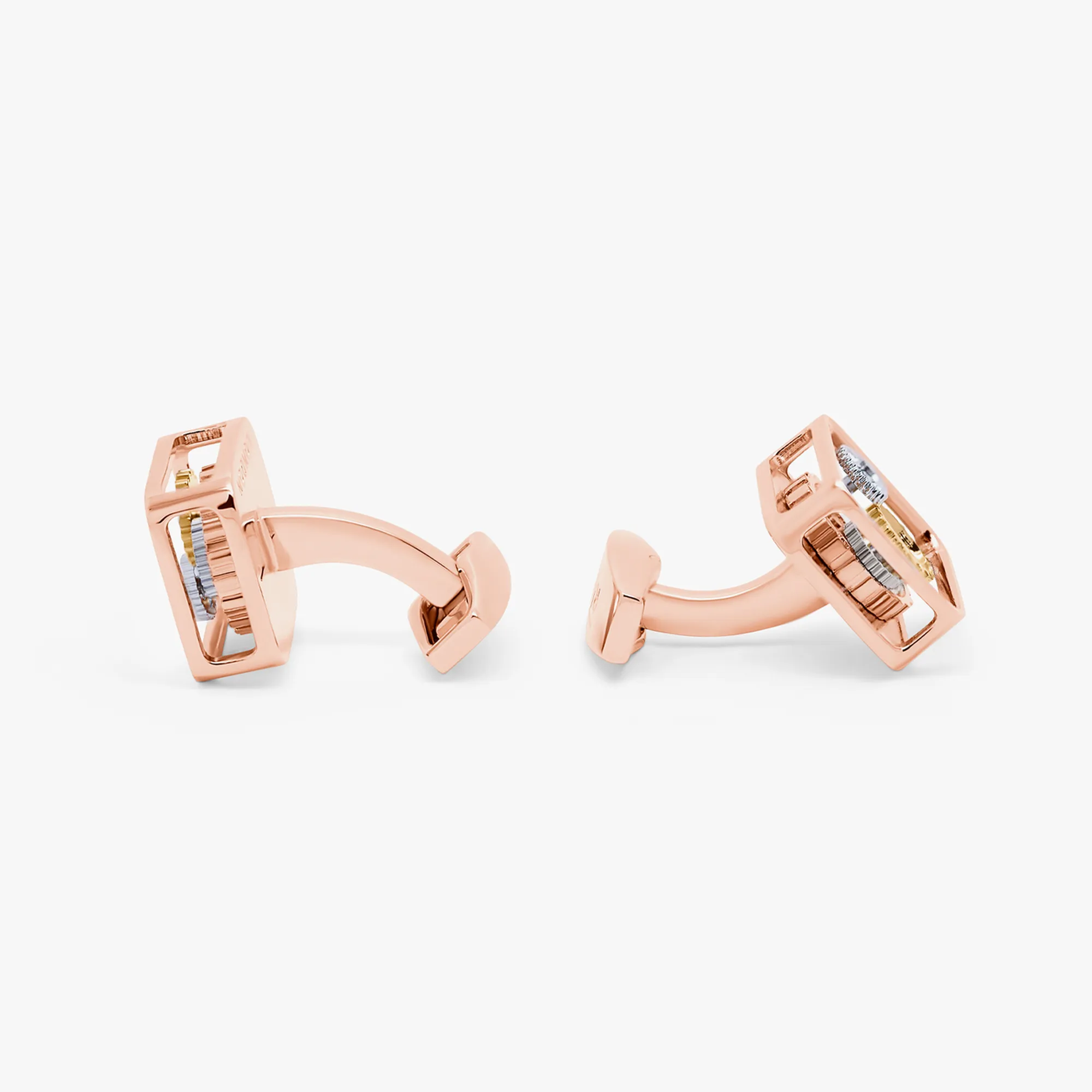 Square Gear Cufflinks In Rose Gold Plated Stainless Steel - Tateossian