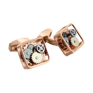 Square Gear Cufflinks In Rose Gold Plated Stainless Steel - Tateossian
