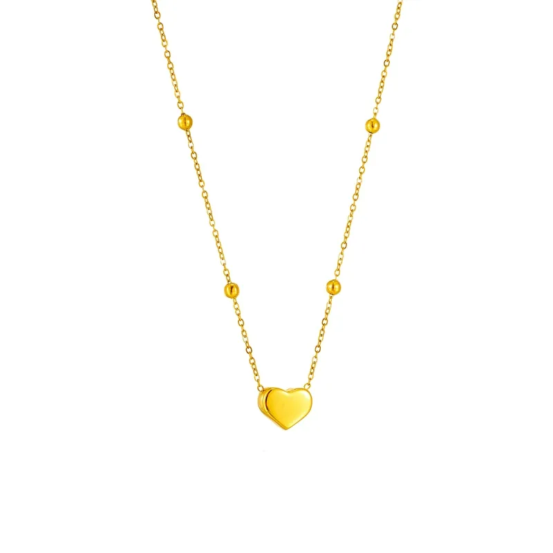 Stainless Steel 3-Color Heart LOVE Pendant Necklace For Women