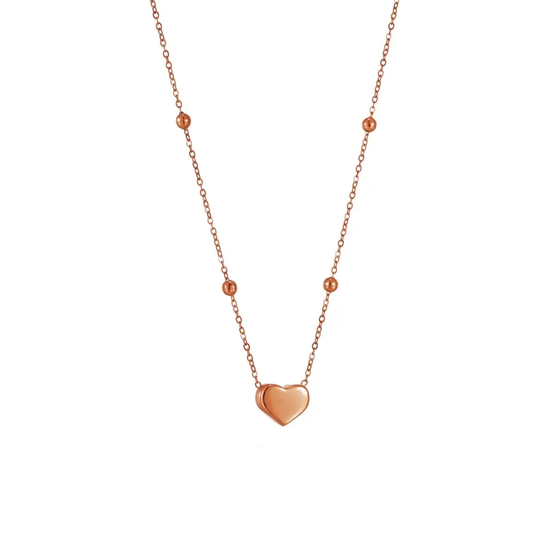 Stainless Steel 3-Color Heart LOVE Pendant Necklace For Women