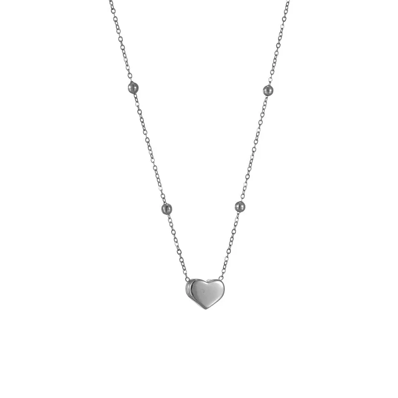 Stainless Steel 3-Color Heart LOVE Pendant Necklace For Women