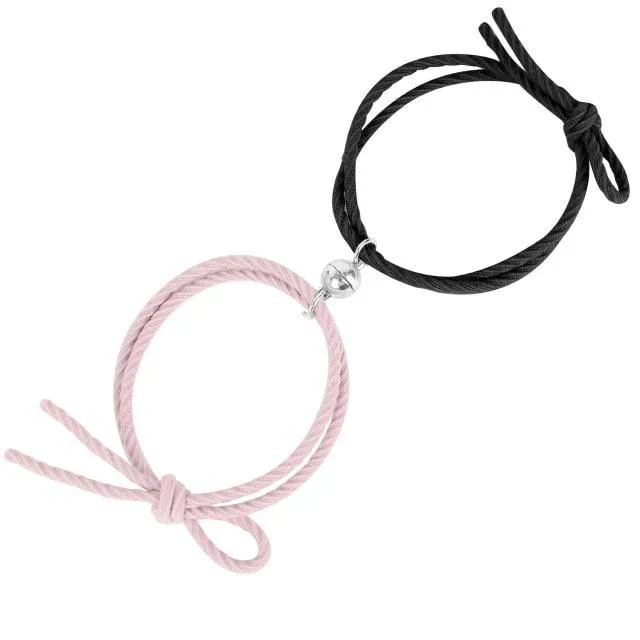 Stainless Steel Heart Pendant Charm Couple Magnetic Bracelets