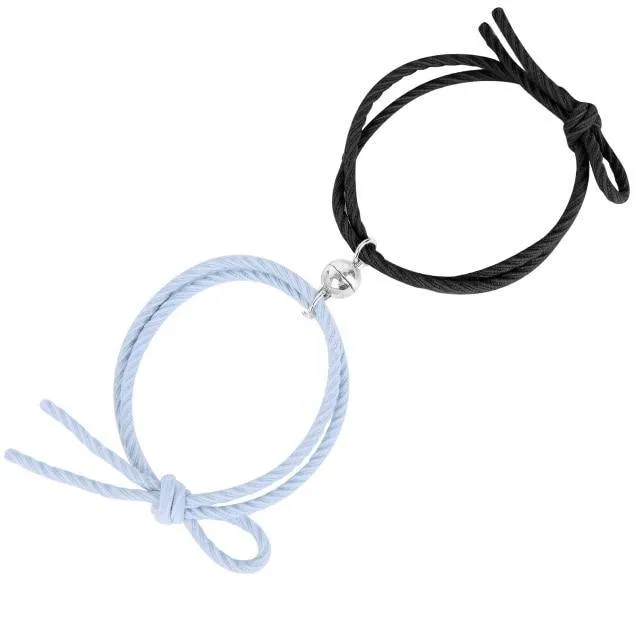 Stainless Steel Heart Pendant Charm Couple Magnetic Bracelets