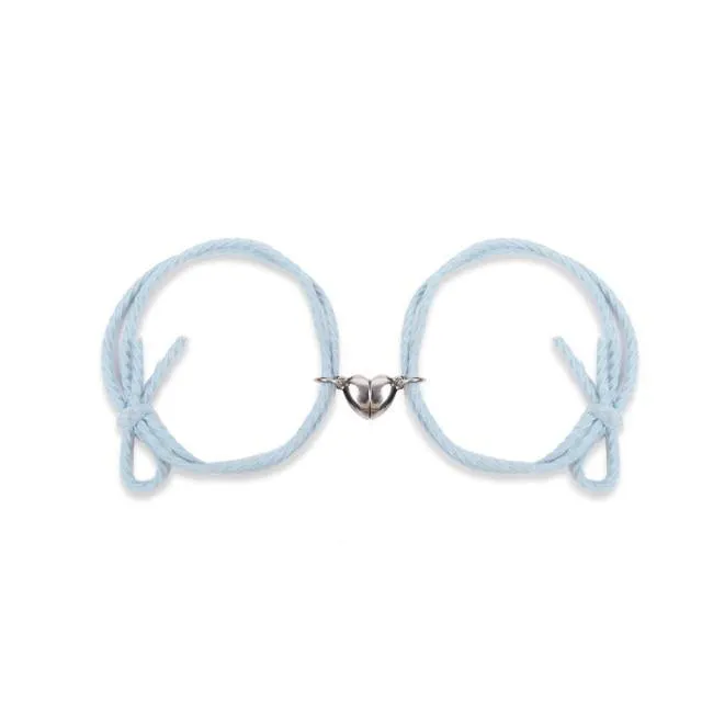 Stainless Steel Heart Pendant Charm Couple Magnetic Bracelets