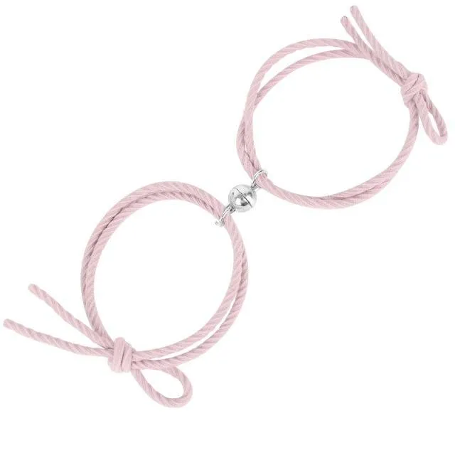 Stainless Steel Heart Pendant Charm Couple Magnetic Bracelets