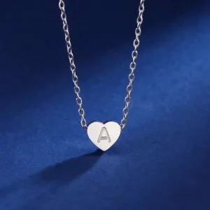 Stainless Steel Initial Letter Heart Pendant Necklaces for Women Choker Chain Jewelry Birthday Mother's Day