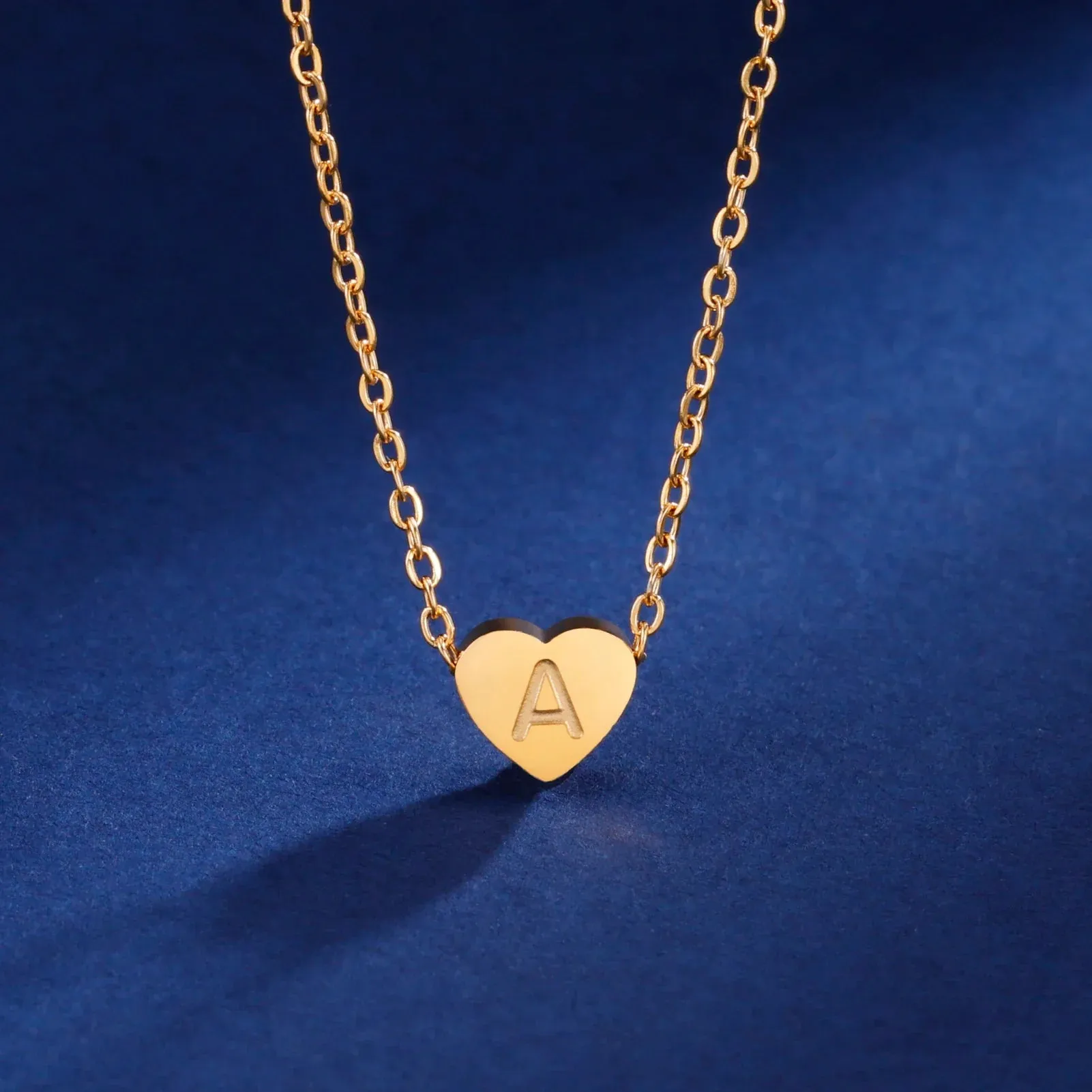 Stainless Steel Initial Letter Heart Pendant Necklaces for Women Choker Chain Jewelry Birthday Mother's Day