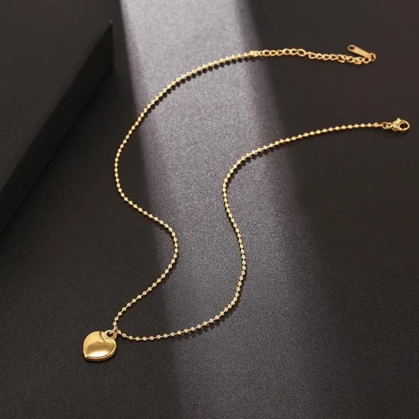Stainless Steel Light Necklace Summer New Heart-shaped Clavicle Chain
