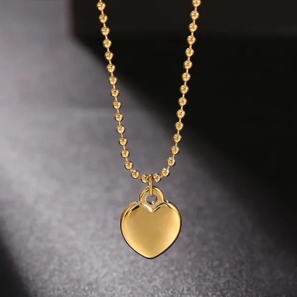 Stainless Steel Light Necklace Summer New Heart-shaped Clavicle Chain