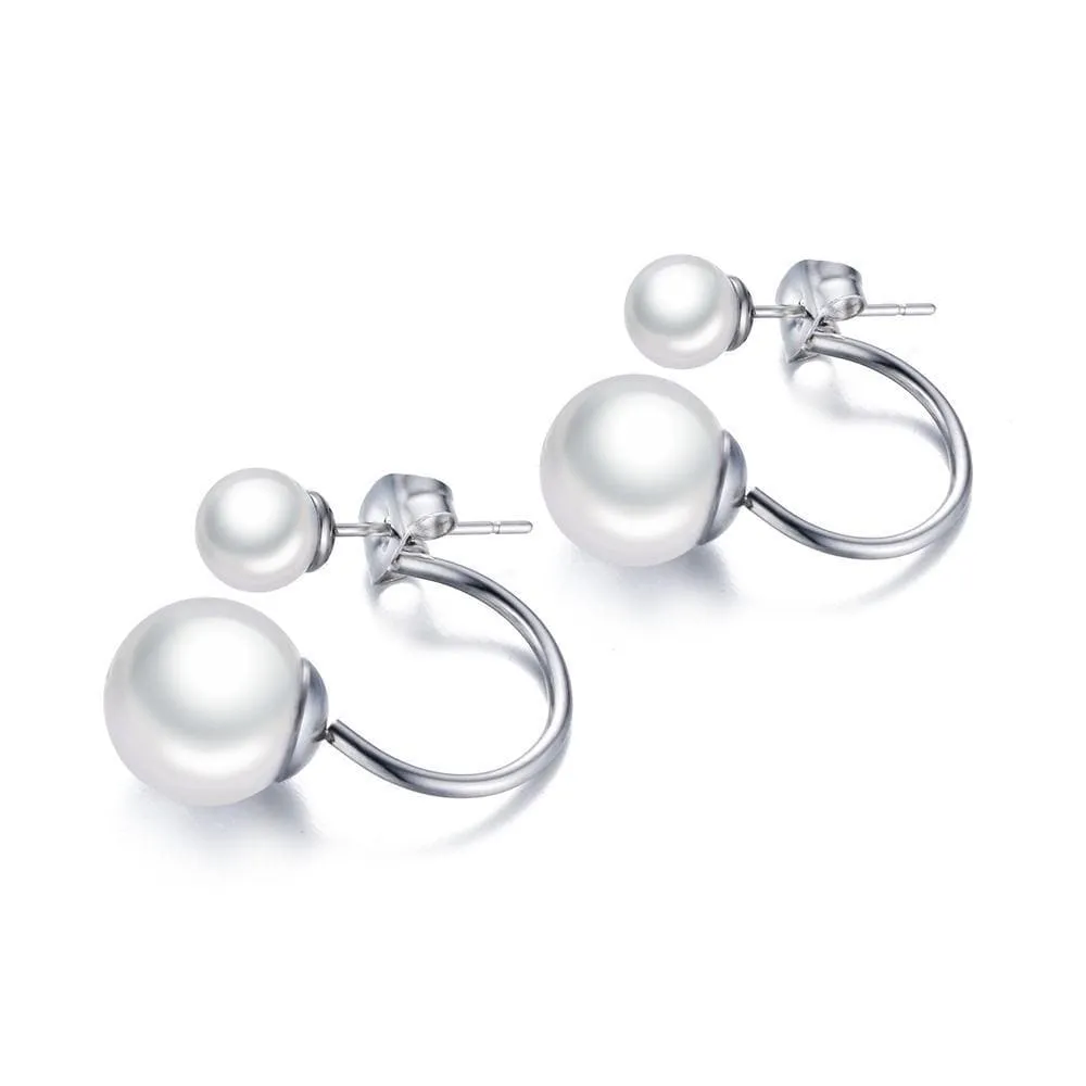 Stainless Steel Pearl Stud Earrings