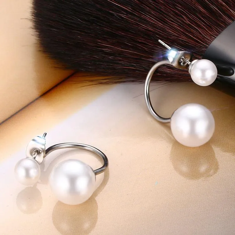 Stainless Steel Pearl Stud Earrings