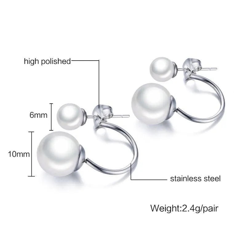 Stainless Steel Pearl Stud Earrings