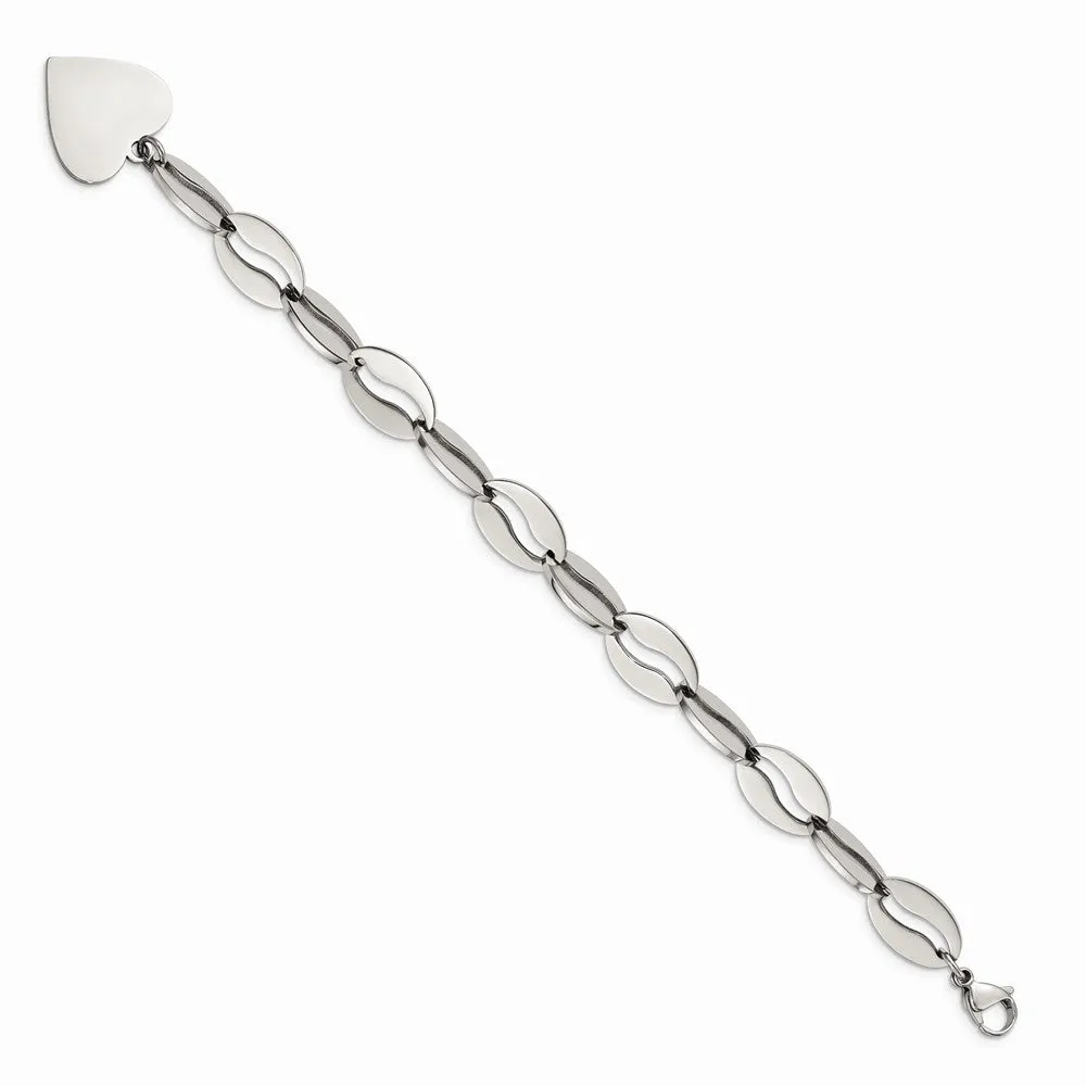 Stainless Steel Polished Heart Bracelet