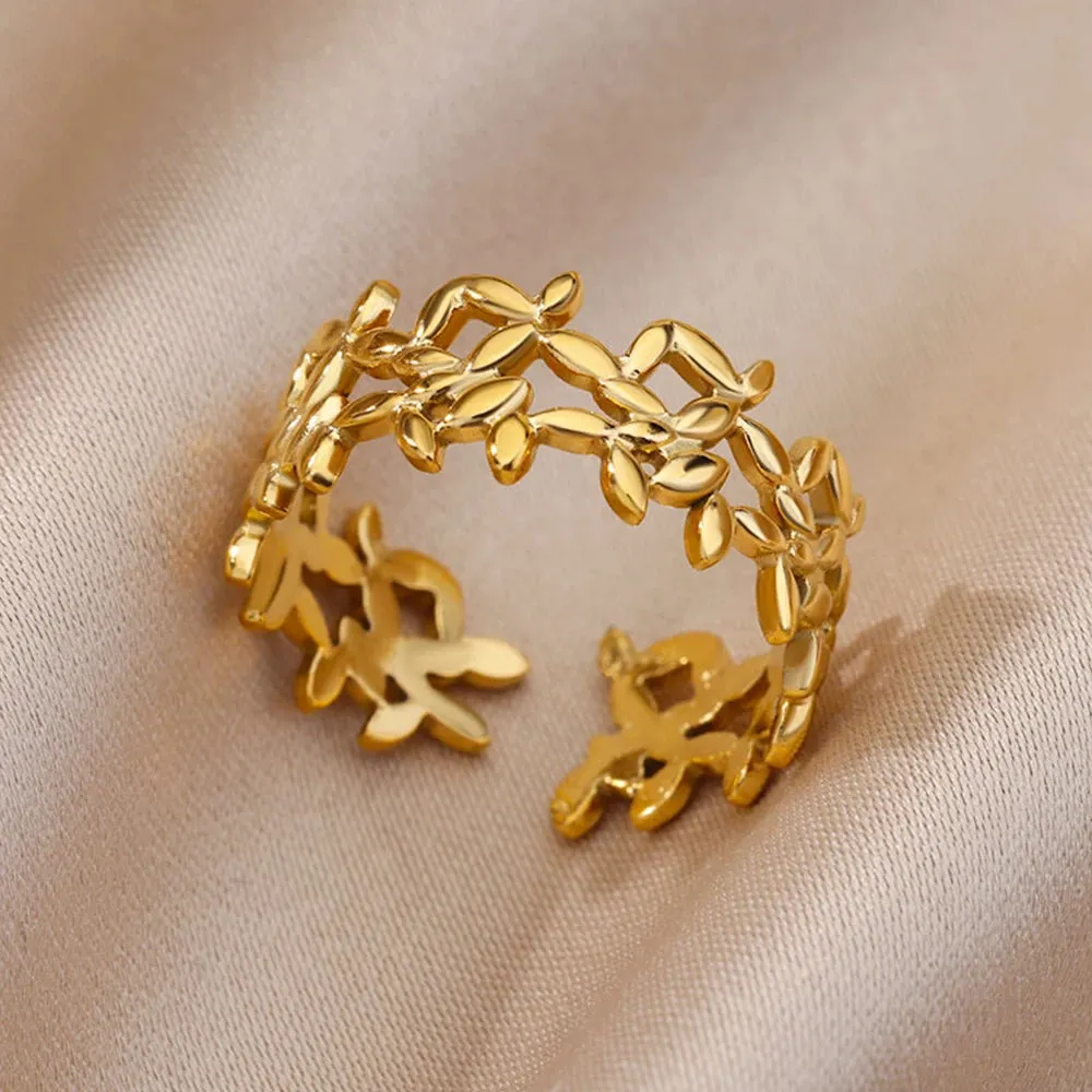 Stainless Steel Rings For Women Men Gold Color Open Gothic Geometric Ring Female Male Fashion Engagement Wedding Party Jewelry